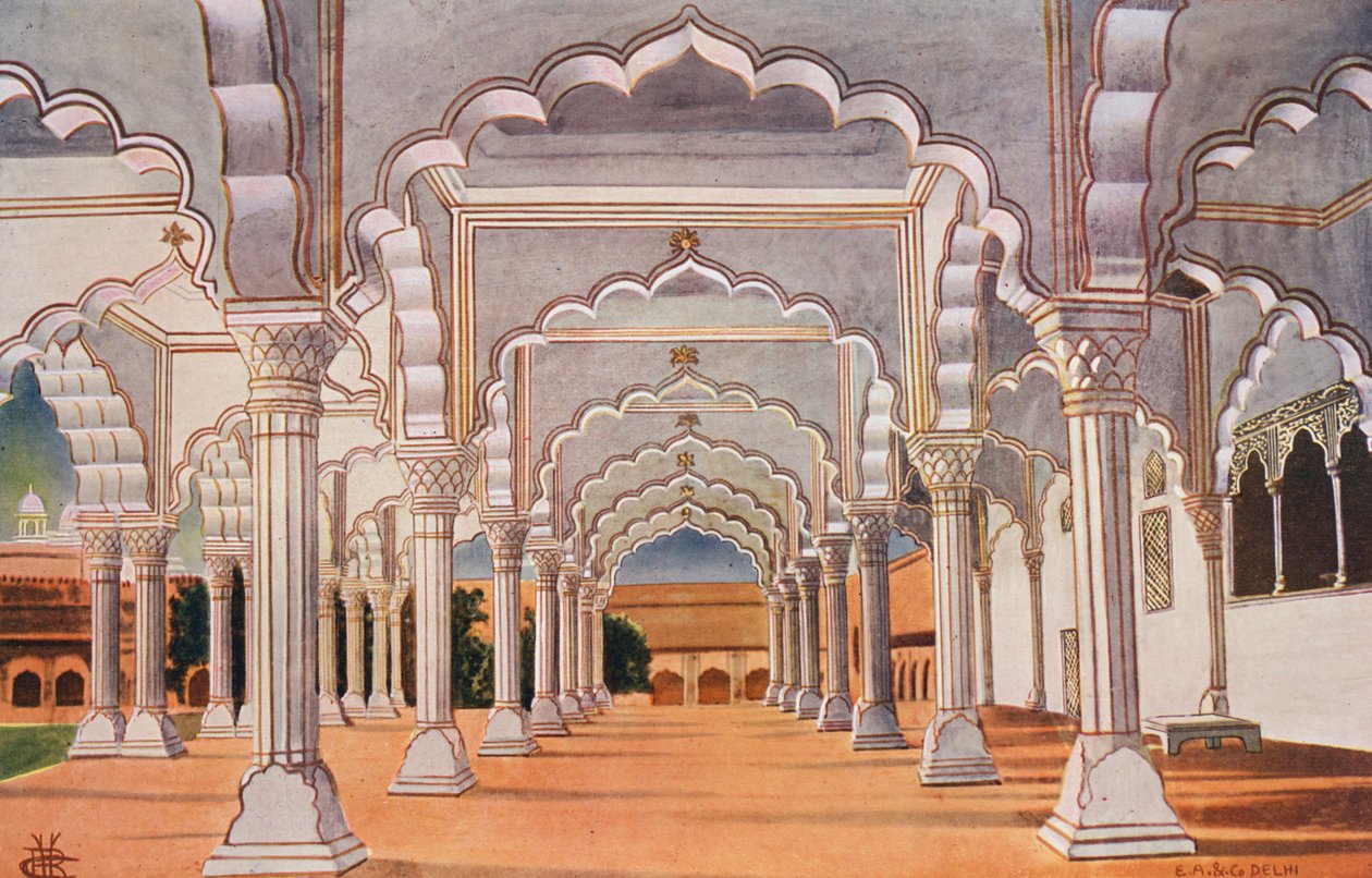 Diwan-I-Am a vnitřní trůn v pevnosti Agra (barevné foto) od Indian photographer