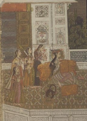 51.226 Portrét princezny užívající si hudbu, Krishnagar, Západní Bengálsko od Indian School