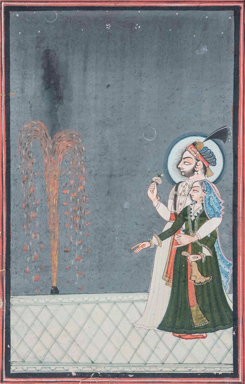 Raja a Rani sledují ohňostroj, c.1815 od Indian School
