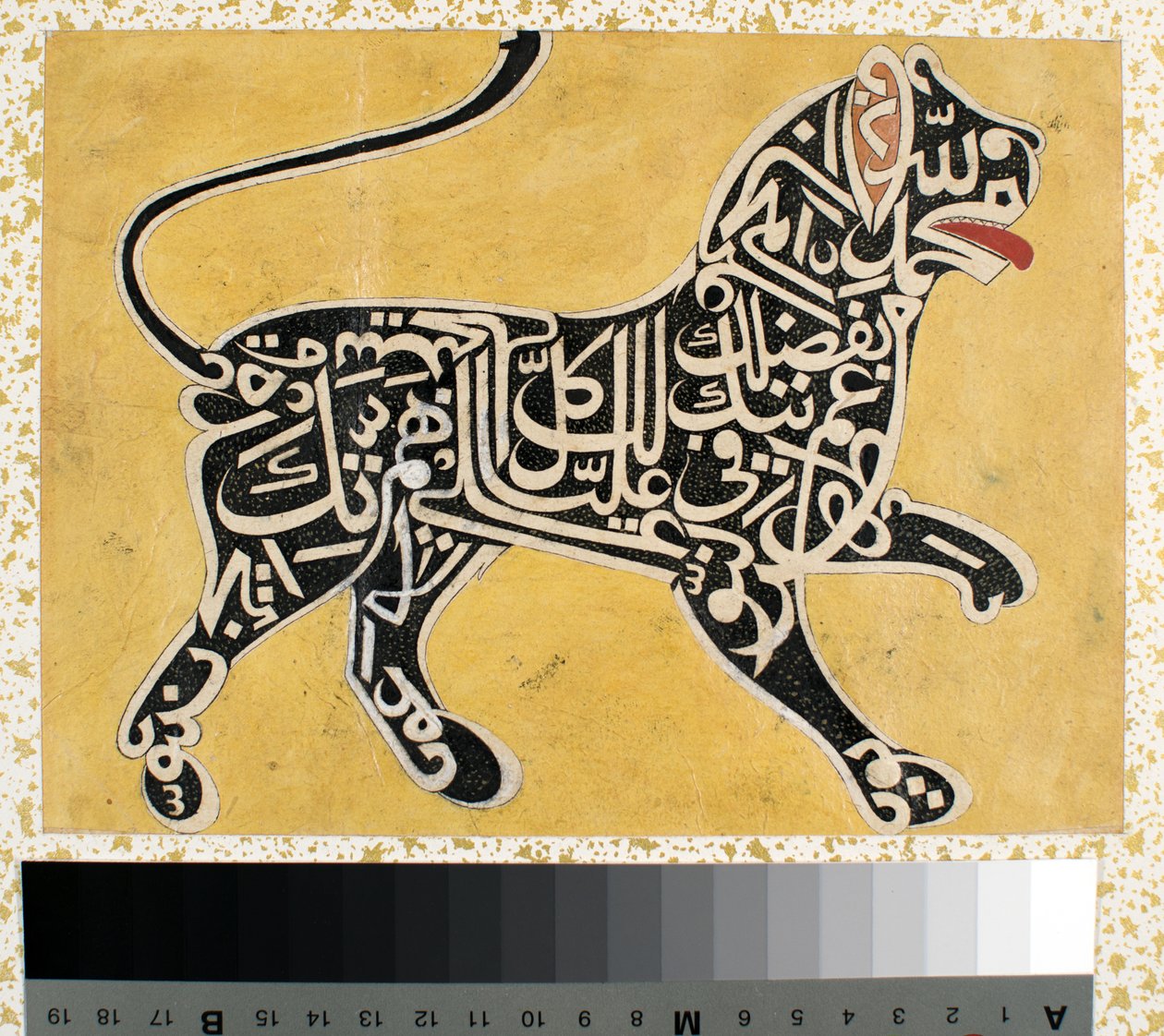 Lev vyrobený z kaligrafie, kolem roku 1800 od Indian School