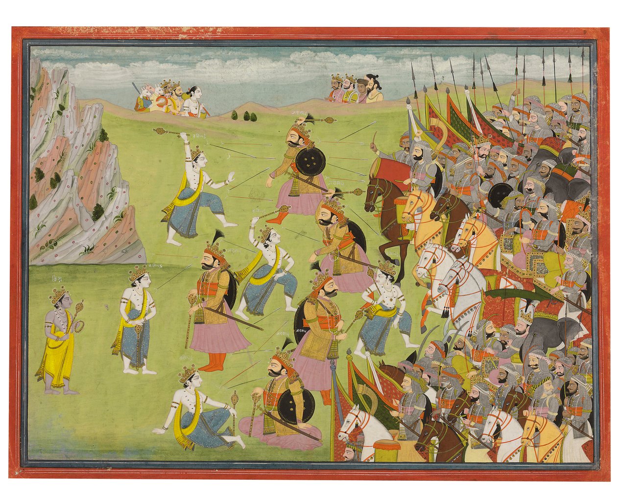 Obraz z Mahábháraty: Balabhadra bojující s Džarásandhou, Kangra nebo Garhwal, kolem 1810-20 od Indian School