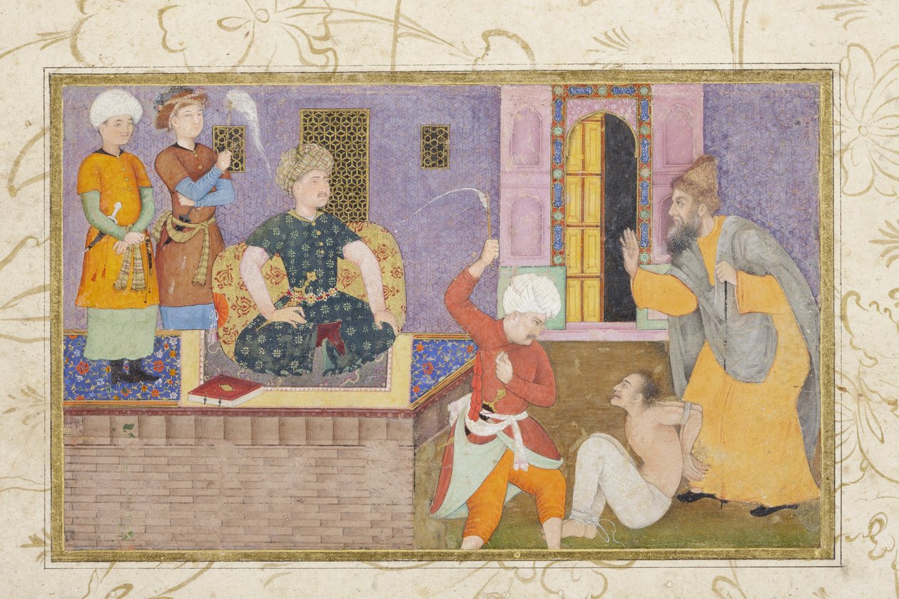 Vězeň je postaven před soud, cca 1610 (neprůhledné wc a zlato) od Indian School
