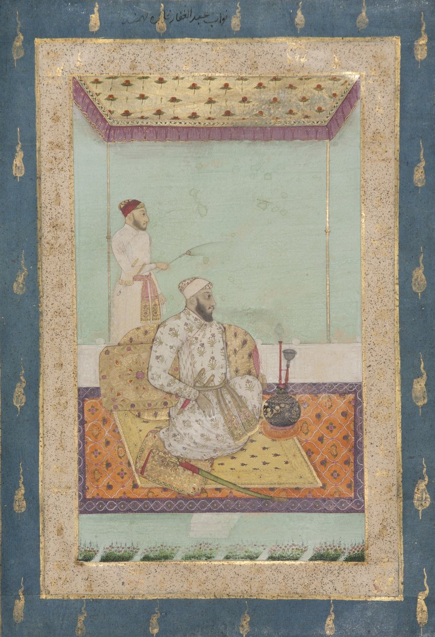 Abdul Ghaffar Khan Bahadur, cca 1680 (neprůhledné wc a zlato na papíře) od Indian School