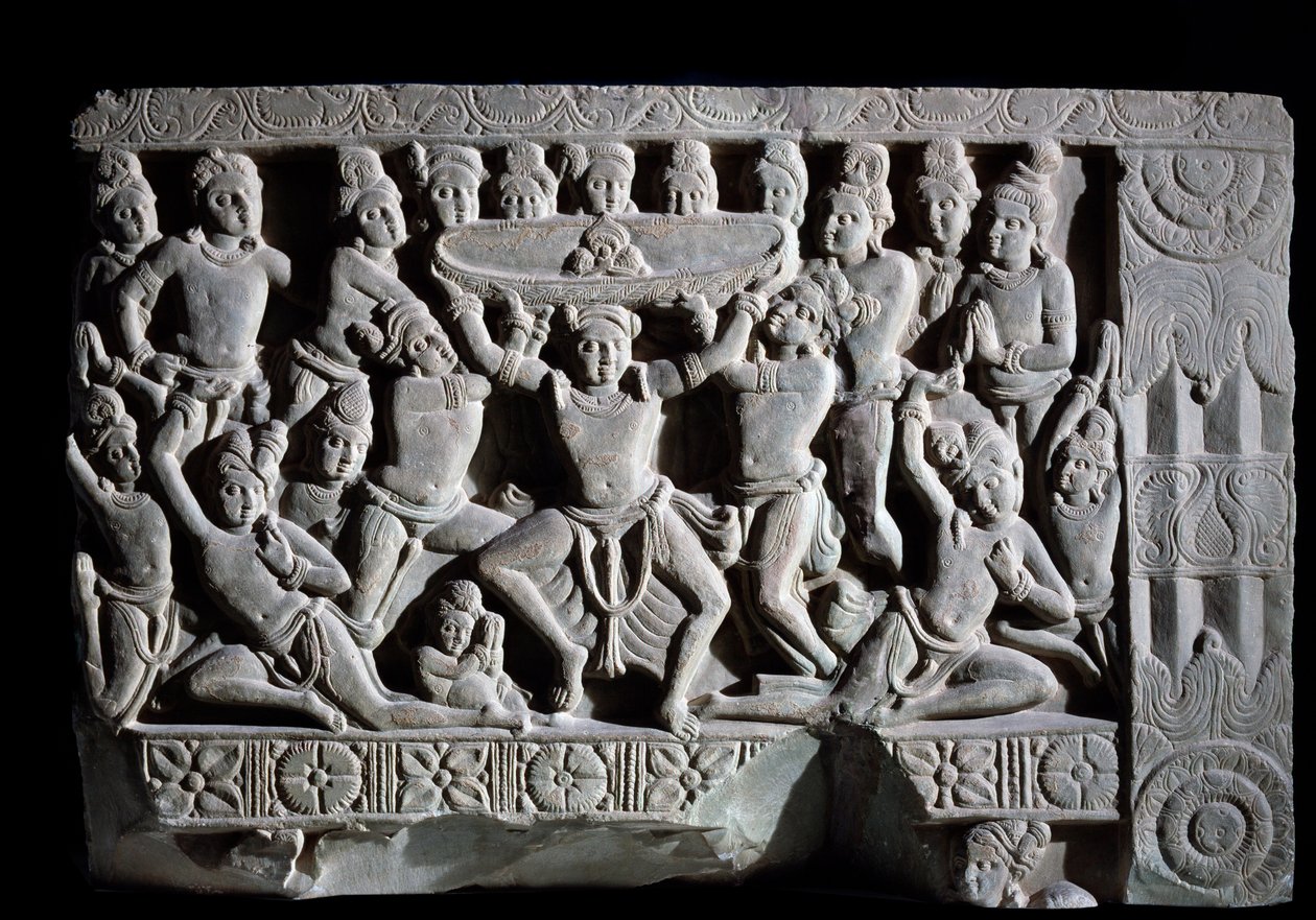 Klanění turbanu (fragment reliéfu, 225-325) od Indian School