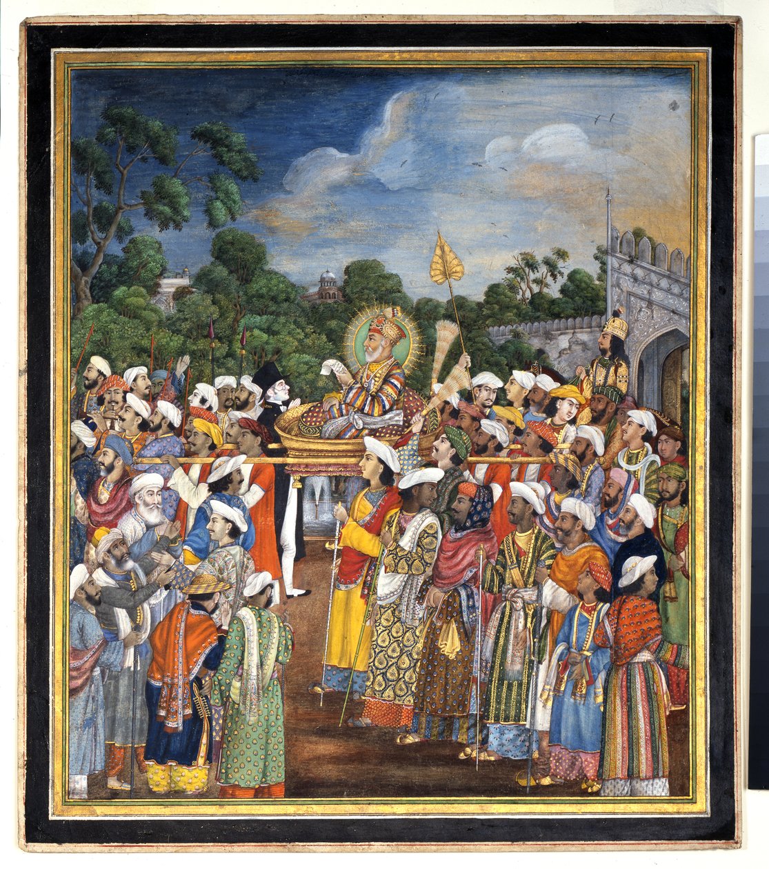 Akbar Shah II přijímá britského rezidenta, kolem roku 1810 od Indian School