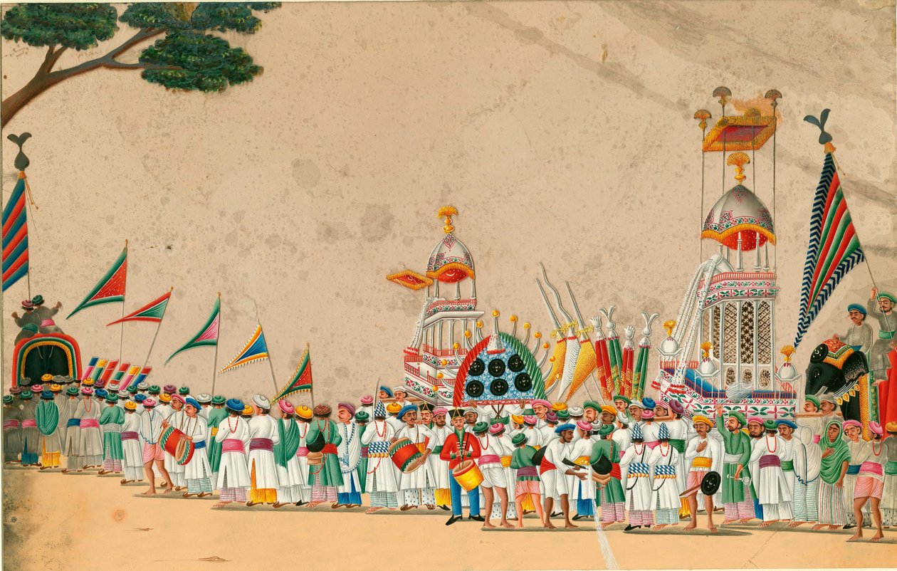 Indické umění: Kvašový průvod cca 1800 Rozměr 15x23,7 cm Soukromá sbírka od Indian School