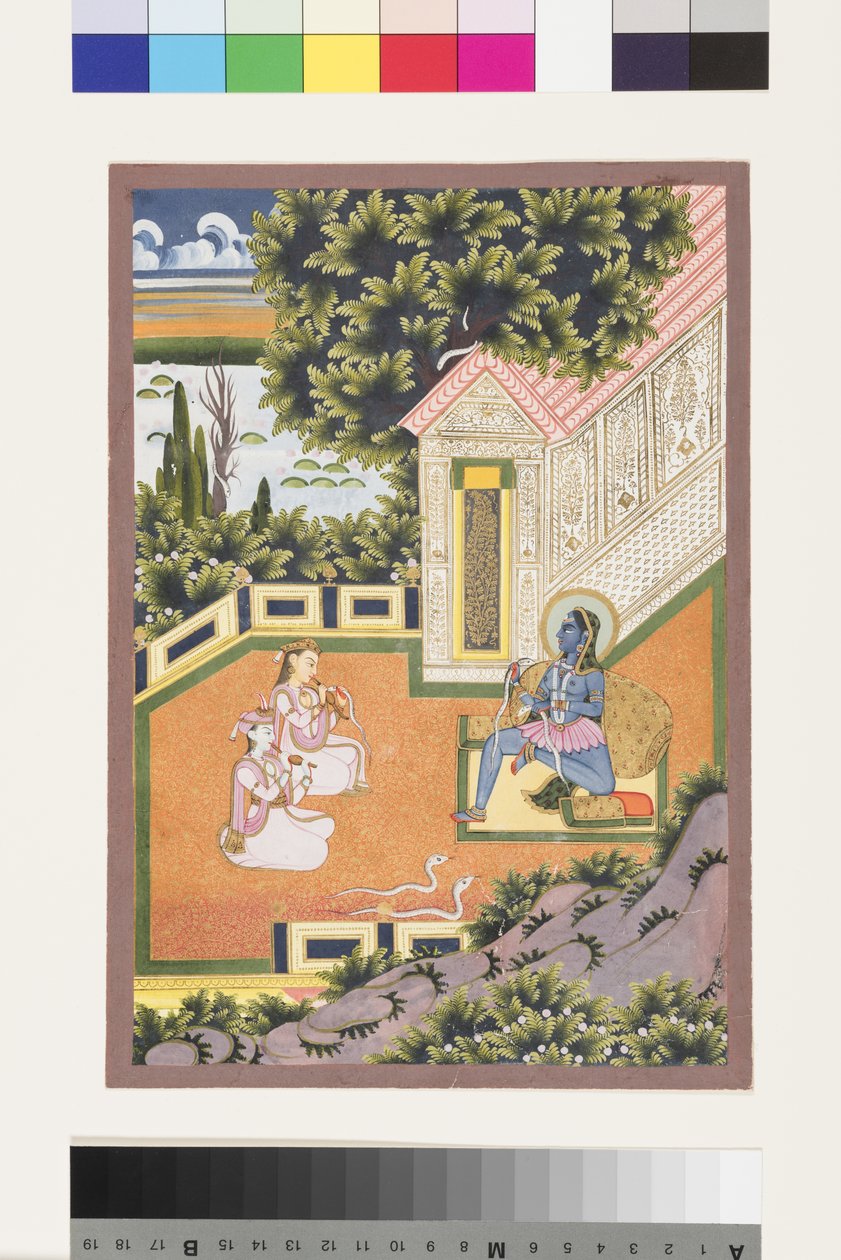 Asavari Ragini ze Srí, kolem roku 1850 (neprůhledné wc a zlato na papíře) od Indian School
