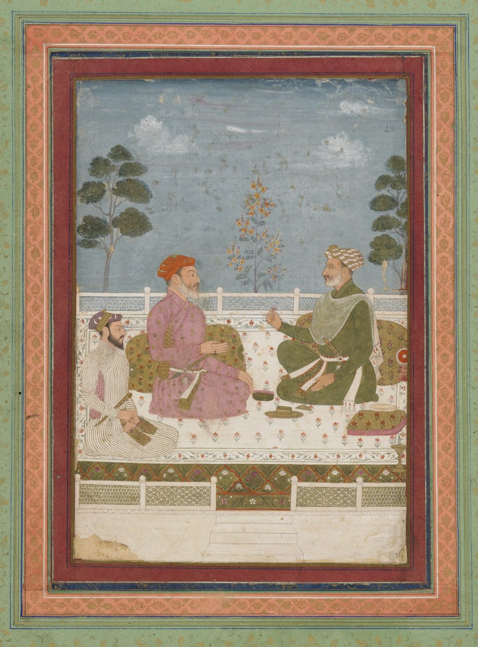 Divácká scéna, oddělené albové folio s malbou, kolem 1750 od Indian School