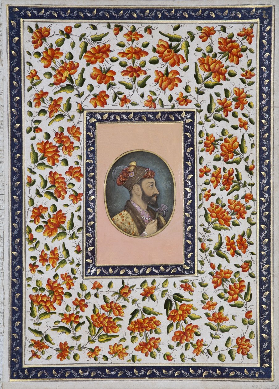 Aurangzeb Bahadur drží duhovku, cca 1650 (neprůhledné wc a zlato na papíře) od Indian School