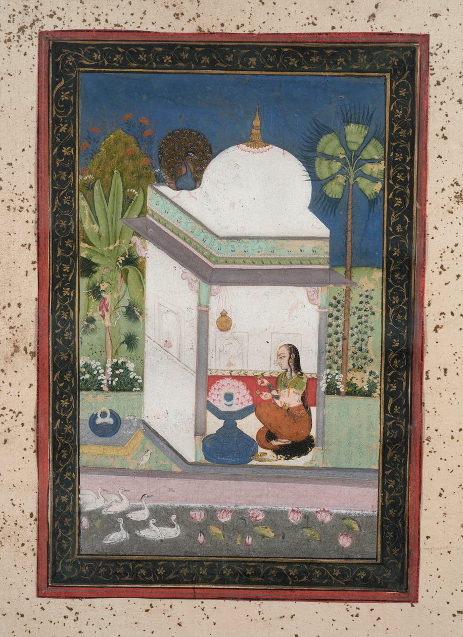 Bhairavi Ragini, cca 1790 (kvaš na papíře, zlaté zdobení) od Indian School