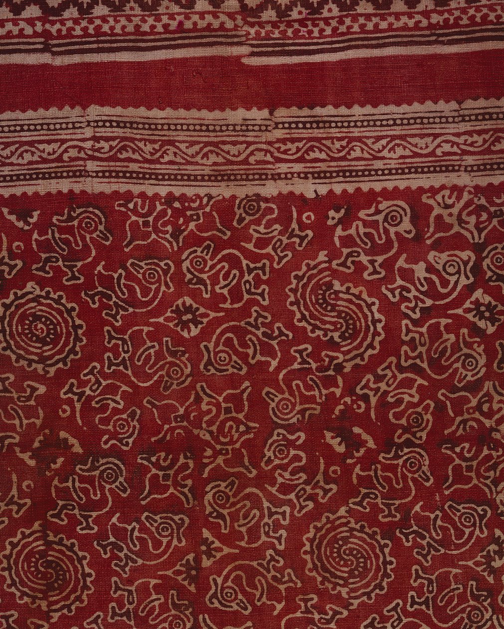 Tištěný textil pro export s husami, lotosovým pupenem a vzorem rozety, indický, cca 1500 (bavlna) (detail) od Indian School