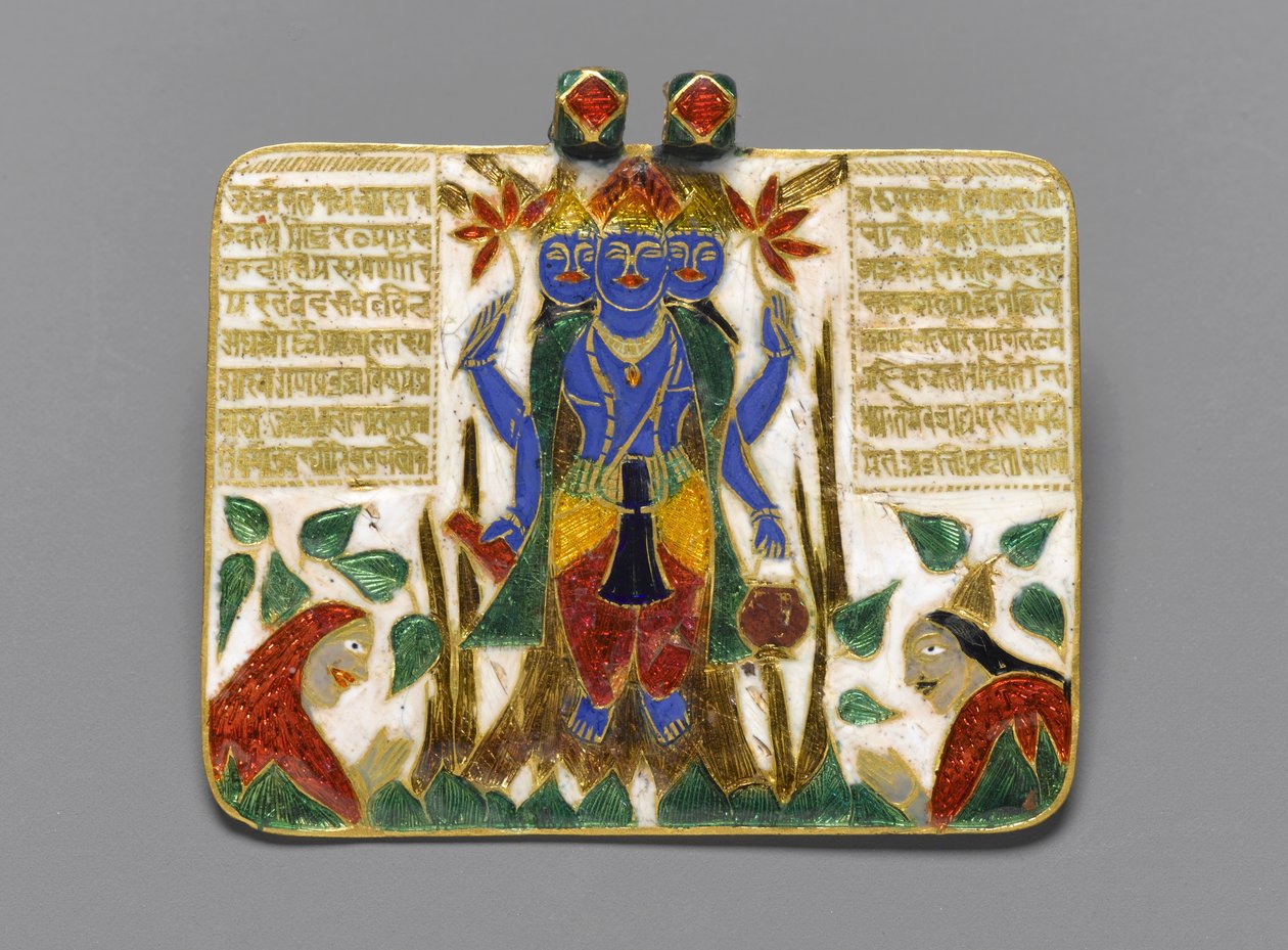 Přívěsek Brahma, konec 18. století (champleve smalt na zlatě) (viz také 267520 na rubu) od Indian School