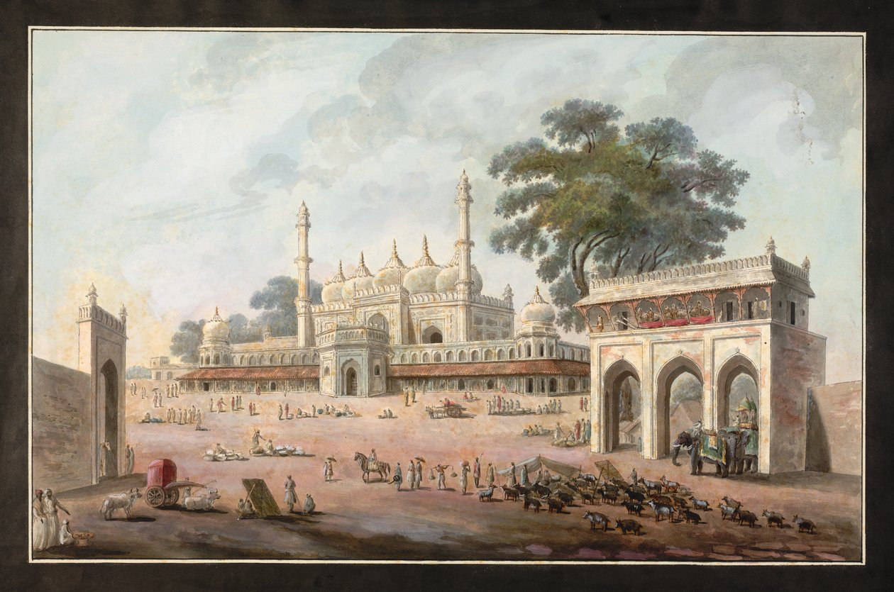 Mešita Chandni Chowk a Munny Begum, Murshidabad, kolem roku 1795 (akvarel na papíře) od Indian School