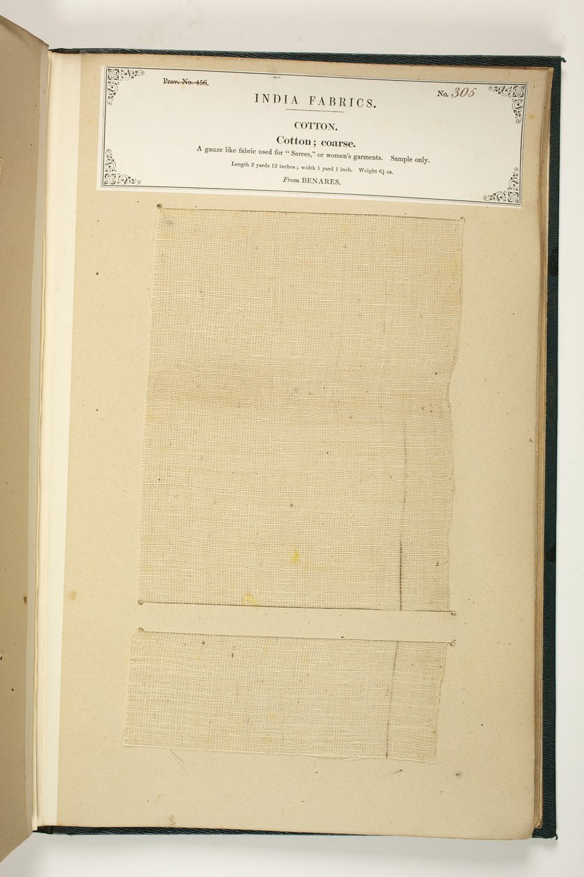 Hrubá bavlna, Benares, ze sbírky indických textilních výrobců, John Forbes Watson, publikovaná v roce 1866 od Indian School