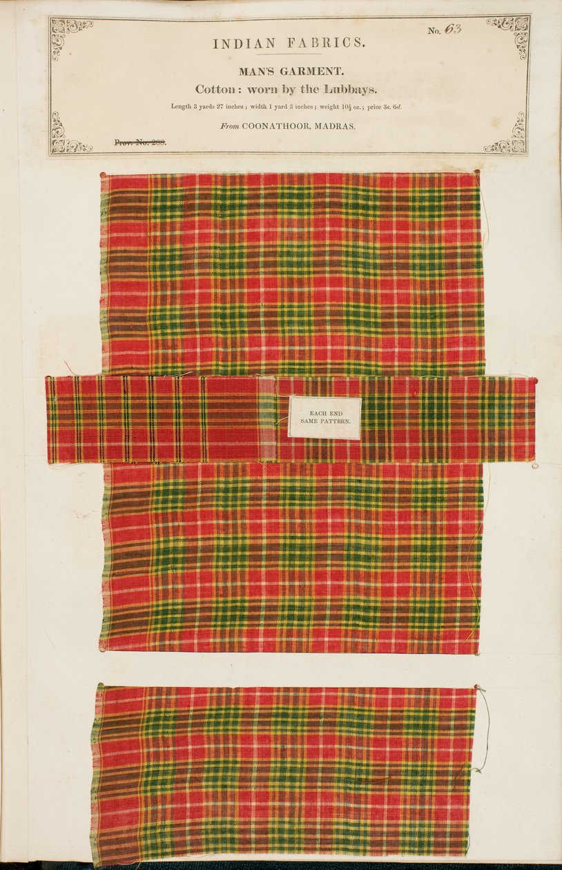 Vzorek bavlny z Coonathooru v Madrásu, ze sbírky The Collection of the Textile Manufacturers of India od Johna Forbese Watsona, vydané v roce 1866. od Indian School