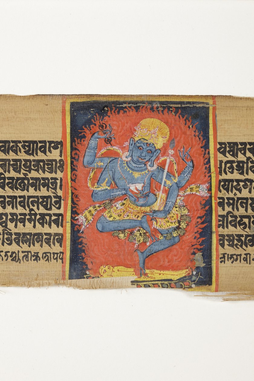 Tančící Heruka, cca 1150-1200 (neprůhledné wc a inkoust na palmovém listu) od Indian School