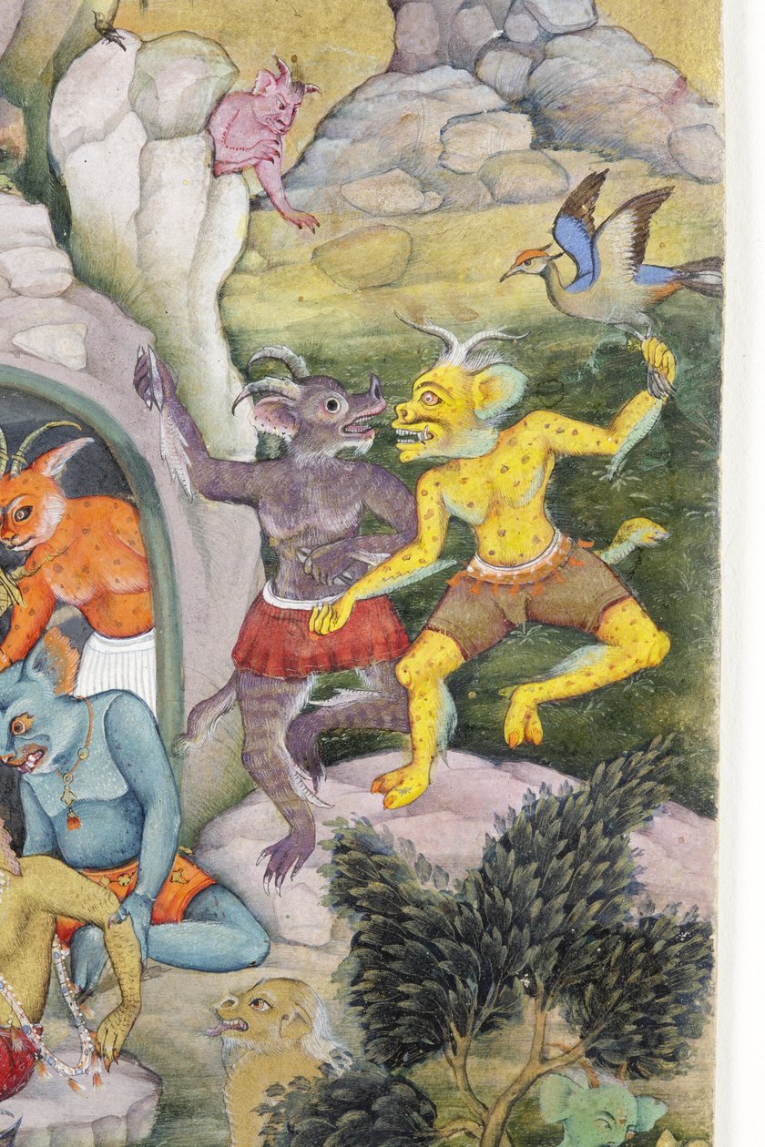 Démoni v divoké krajině, cca 1600 (neprůhledné wc a zlato na papíře) od Indian School