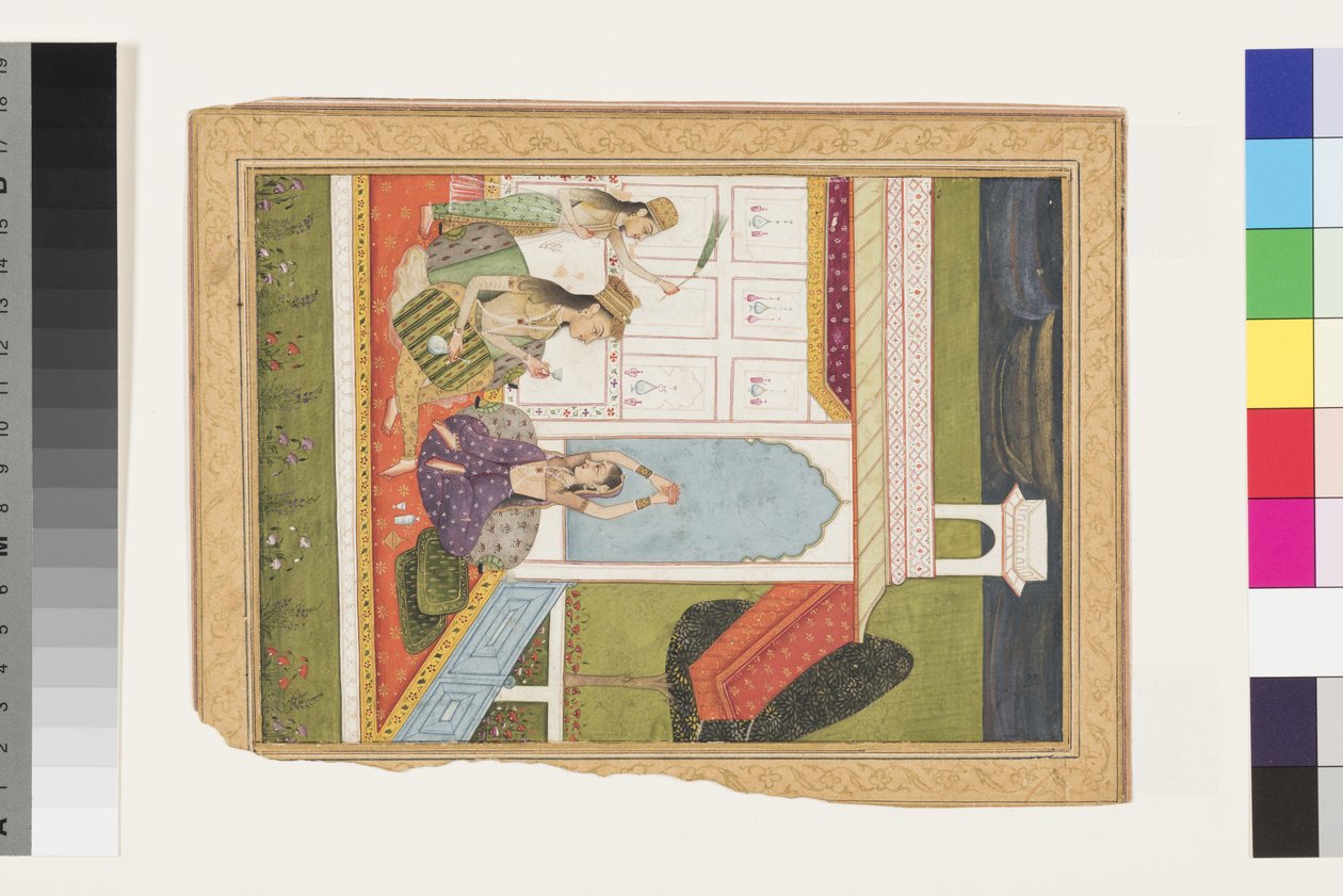 Desavarati Ragini z Dipak, počátek 18. století (neprůhledný akvarel a zlato na papíře) od Indian School