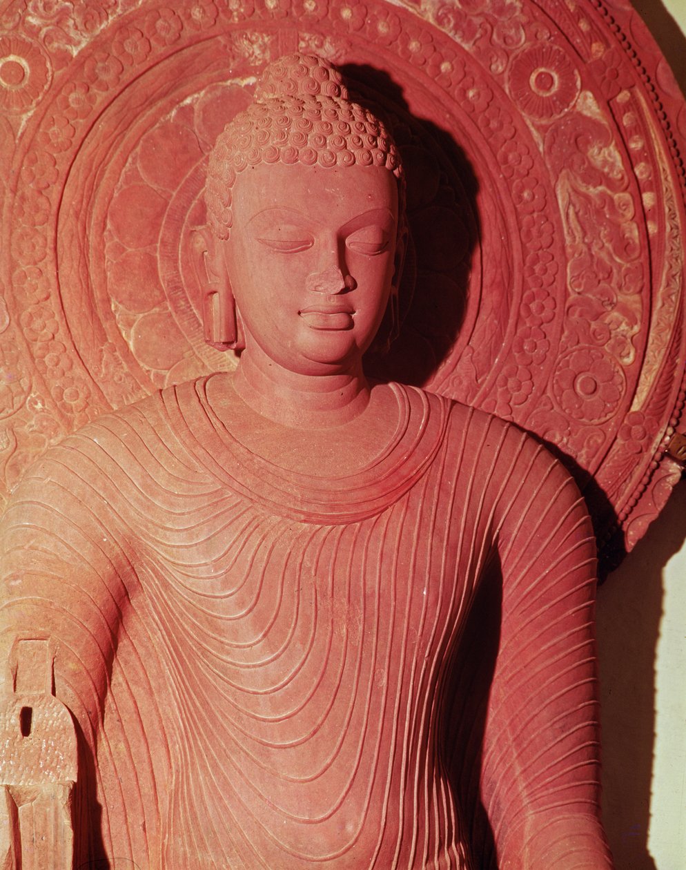 Detail Buddhy, z Jamalpur (kámen) od Indian School