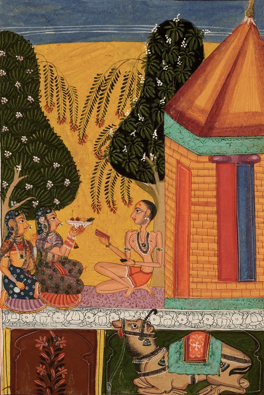 Devgandharati Ragini, cca 1665 (neprůhledné wc, slída a zlato na papíře) od Indian School
