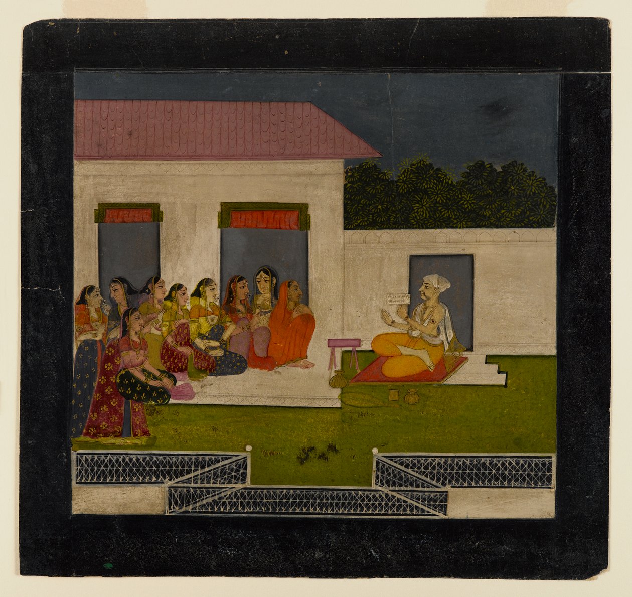 Devotional Discourse, 1750-1775 (neprůhledné wc a zlato na papíře) od Indian School