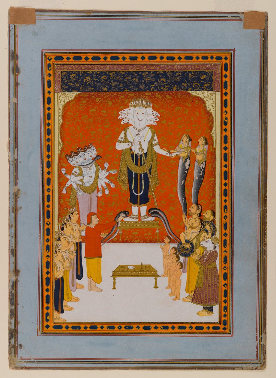 Oddanosti Nagadevata, Rádžasthán, kolem roku 1790 (wc a zlato na papíře) od Indian School
