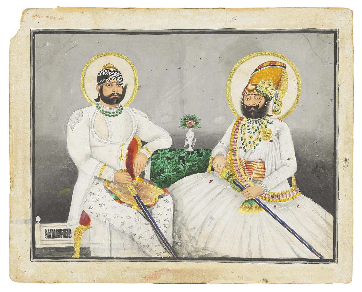Dvojportrét Jaswant Singhji a Takhat Singh, Jodhpur, polovina 19. století od Indian School