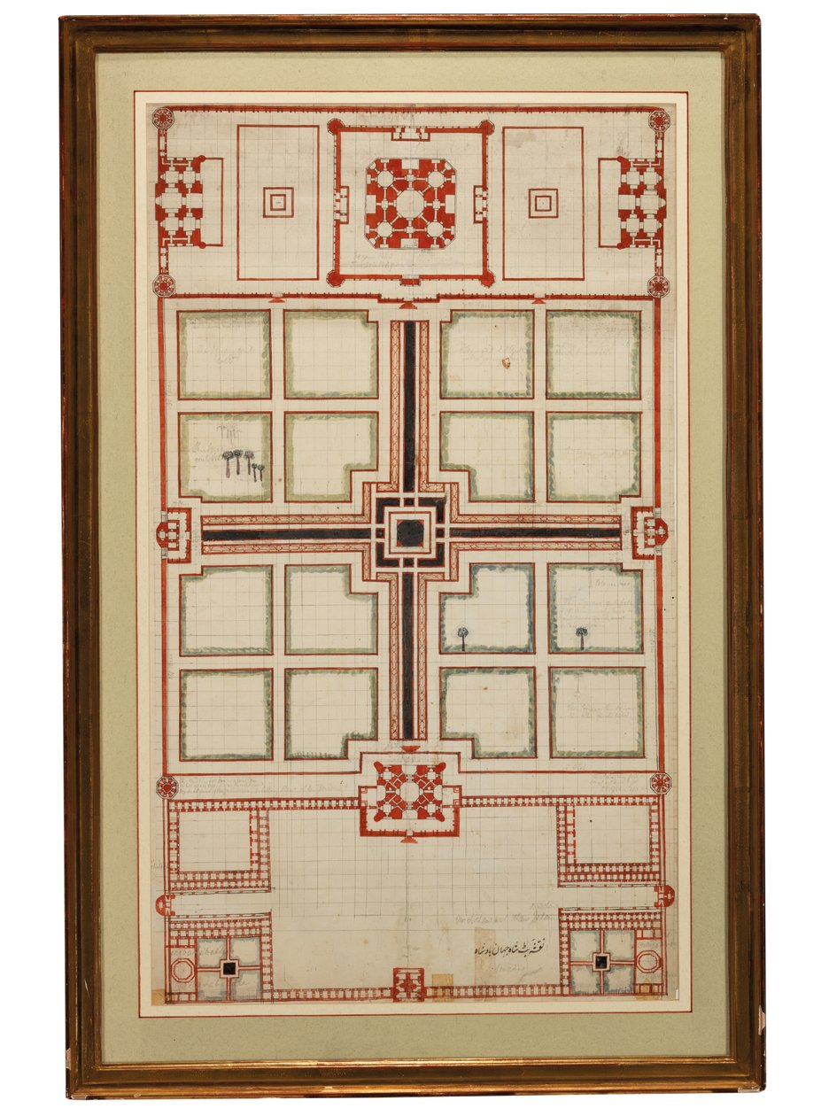 Raný schematický plán zahrad Taj Mahal, Agra, Severní Indie, c.1805 od Indian School