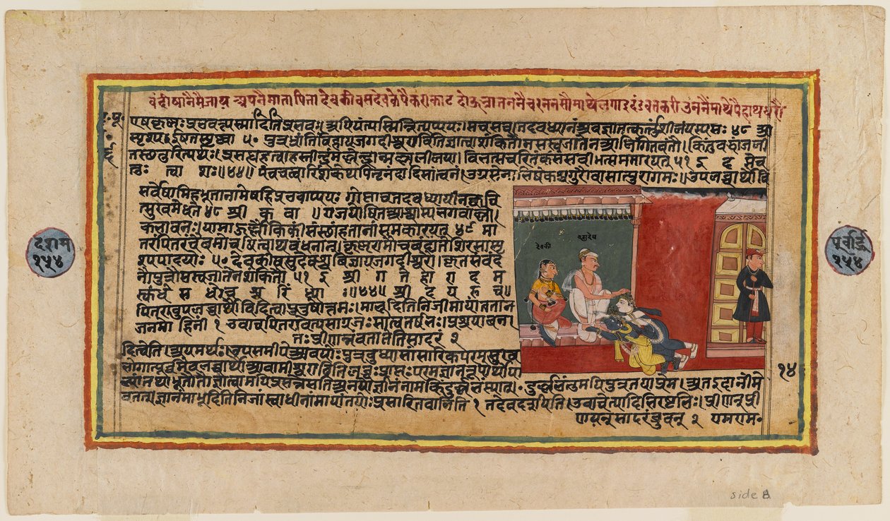 Folio ze série Bhagavata, cca 1610-50 (wc na papíře) (verze 499339) od Indian School