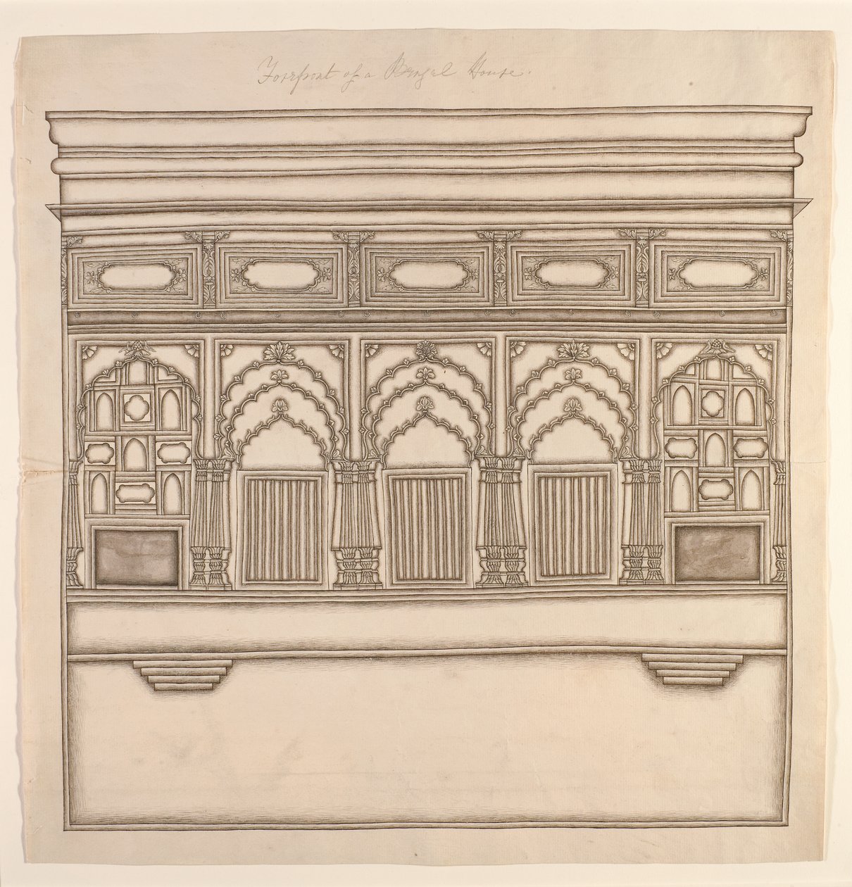 Forefront of a Bengal House, c.1820 (neprůhledné wc na papíře) od Indian School