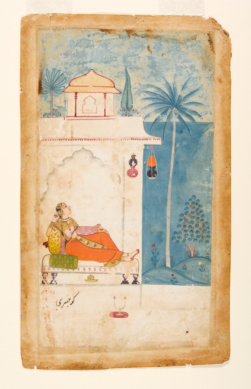 Gurjari Ragini z Megh, C.140 (Opikue Vasi & zlato na papíře) od Indian School