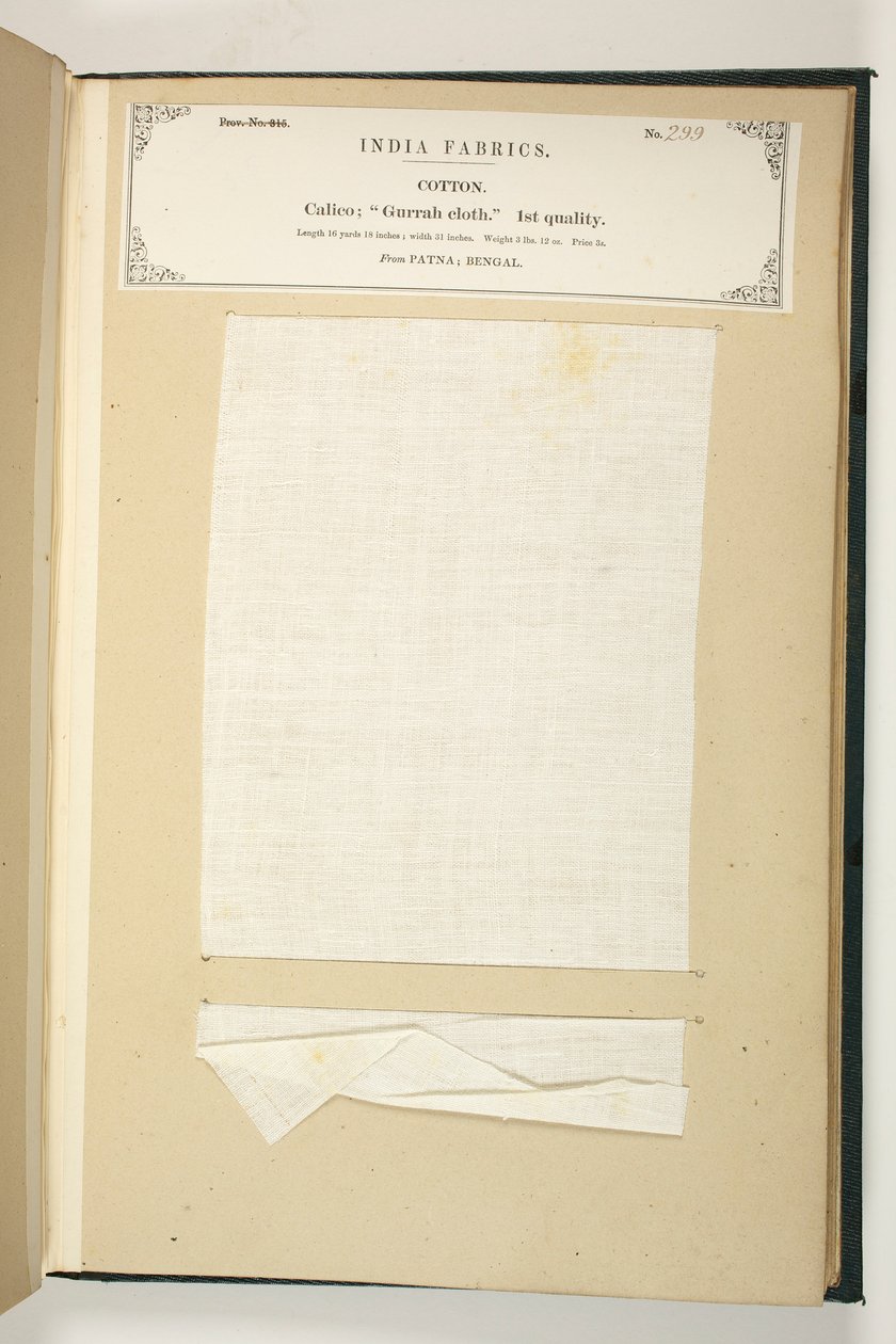 Gurrah Cloth, Patna, Bengálsko, ze sbírky textilních výrobců Indie, John Forbes Watson, publikoval v roce 1866 od Indian School