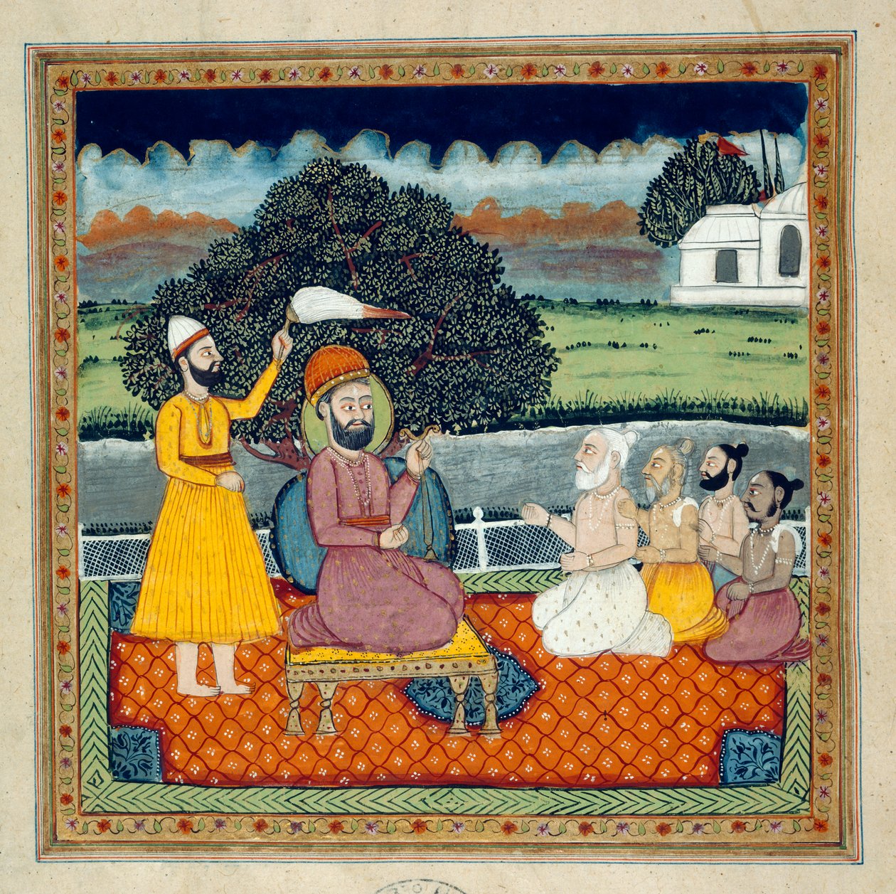 Guru Nanak, zakladatel sikhského náboženství, ve sporu s hinduistickými svatými od Indian School