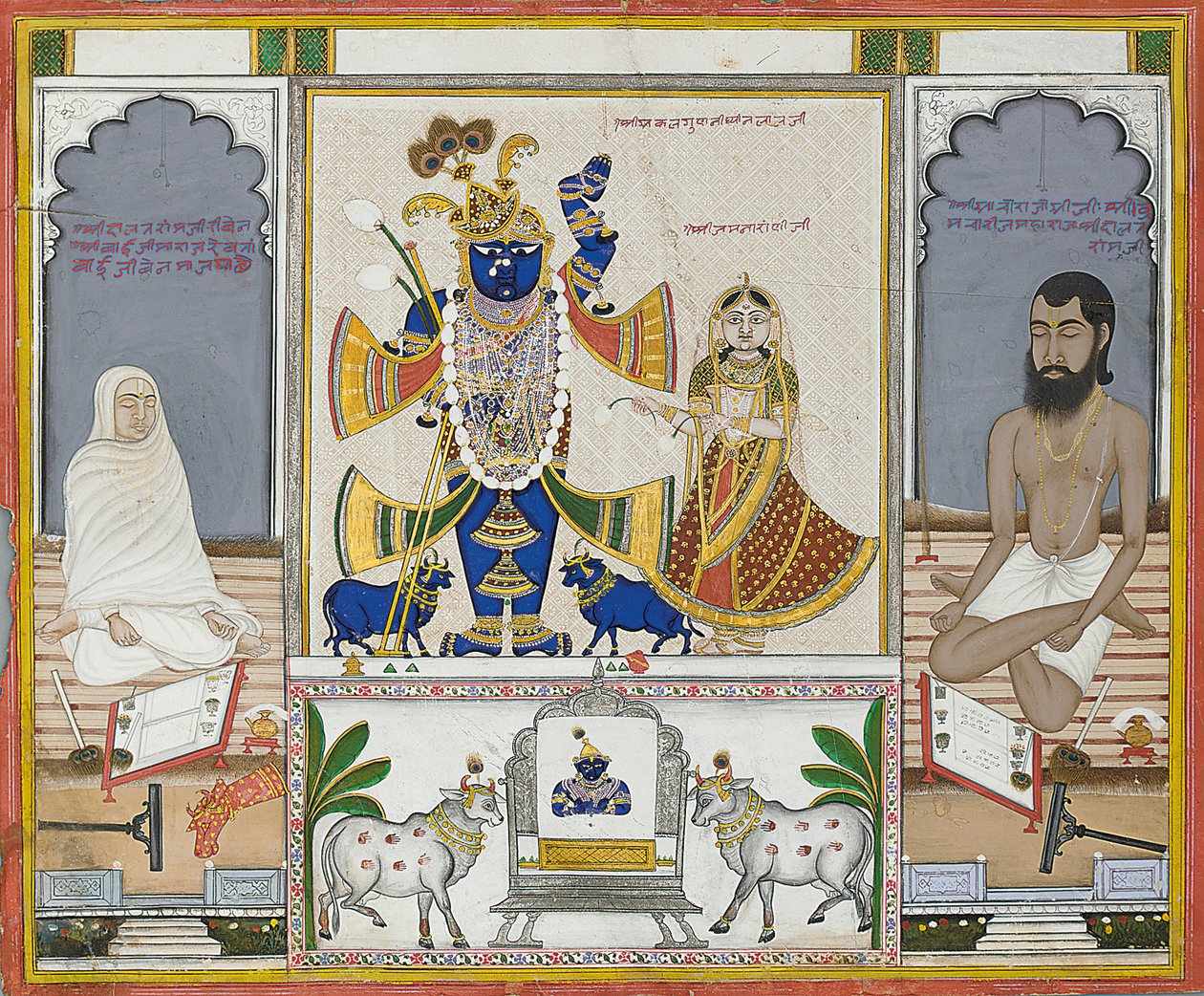 Ilustrace pro rukopis o uctívání Srinathji, Rádžasthán, počátek 19. století od Indian School