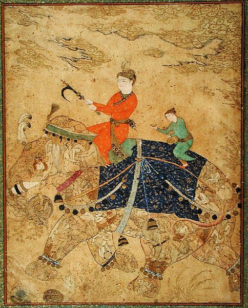 V. 11.37r Princ jede na slonovi, cca 1600 (vellum) od Indian School