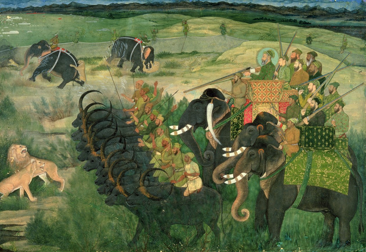 V. 11A.28 Aurangzib loví lvy, kolem 1670-80 od Indian School