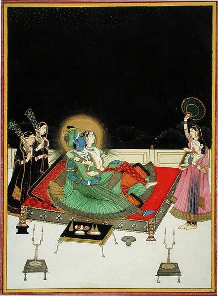 V. 67.23 Rádha a Krišna se obdivují v zrcadle, kolem 1800 (vellum) od Indian School