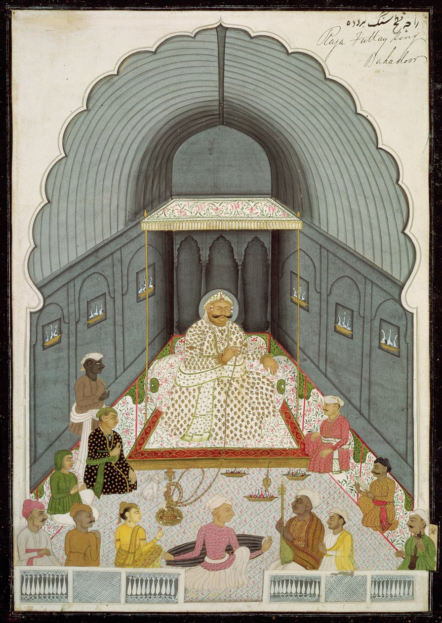 V. 70.4 Fateh Singhs (1769-1818) hudební večírek, kolem 1770-80 od Indian School
