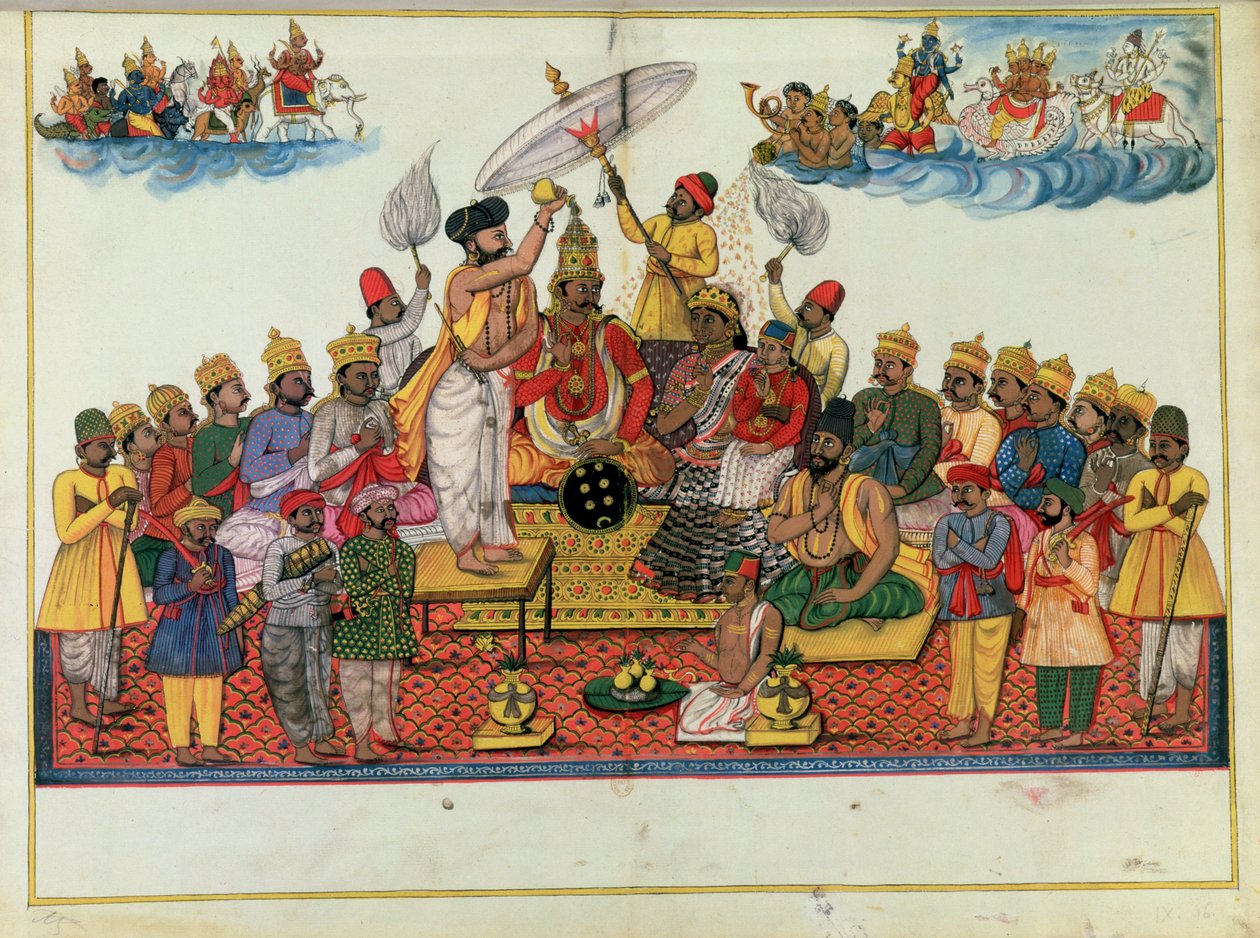 Indra, král bohů, je pomazán somou od Indian School