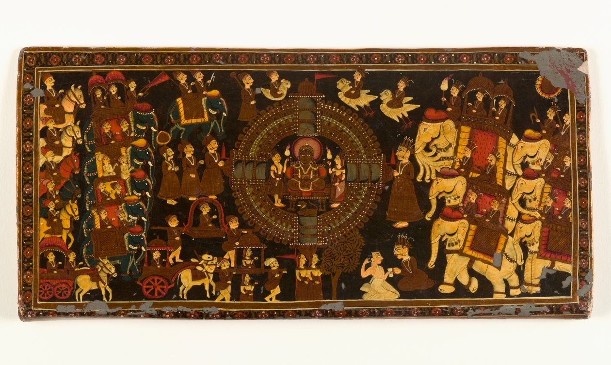 Jain Book Cover (neprůhledný akvarel a metalický pigment na papíře s překryvným lakem) (viz 423291) od Indian School