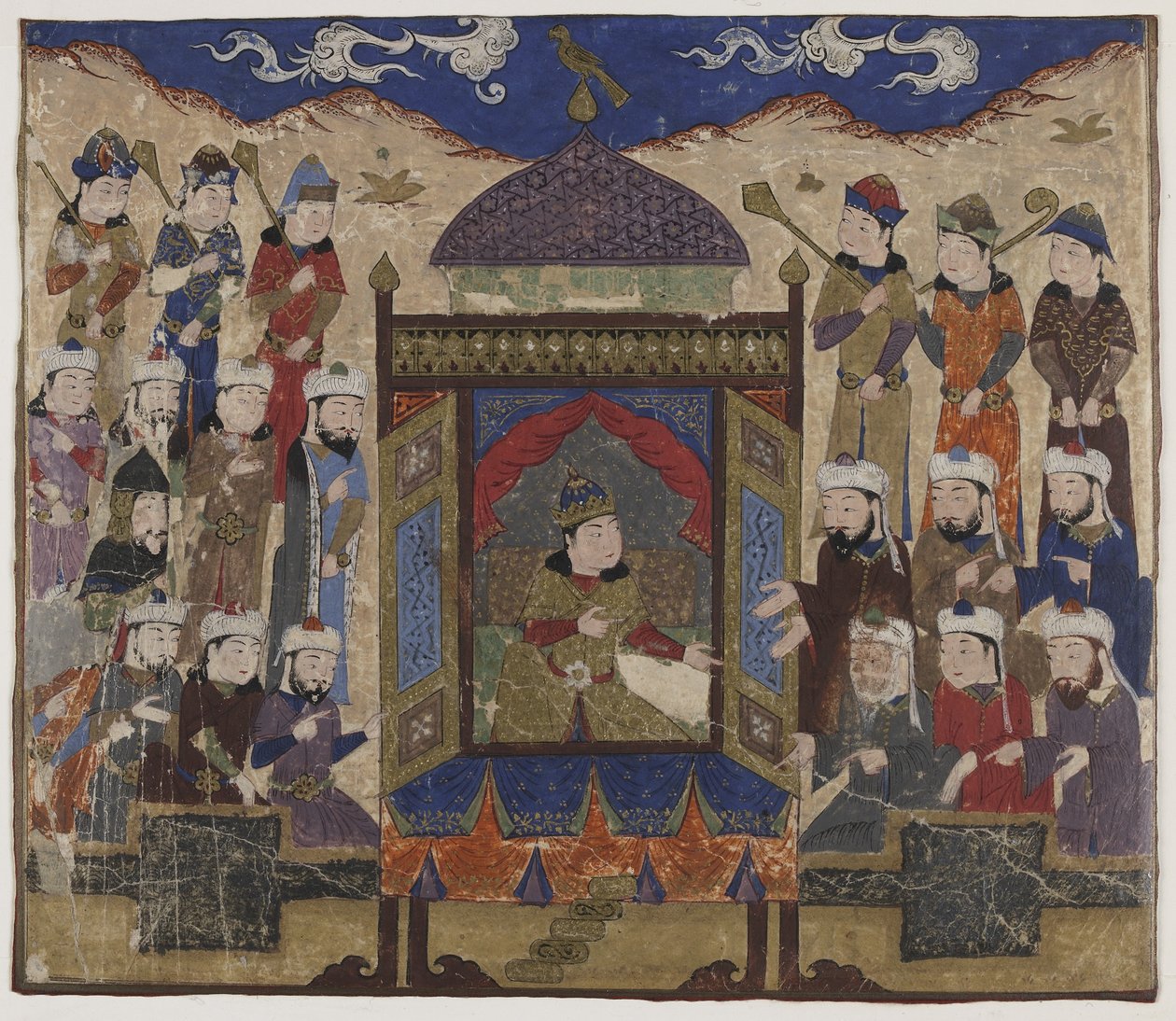 Khusraw Parviz sedící na Takht-i Taqdis, kolem 1425-50 od Indian School