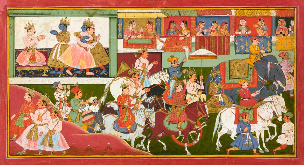 Krišna se loučí, folio z Bhágavata Purány, asi 1680-1690 od Indian School