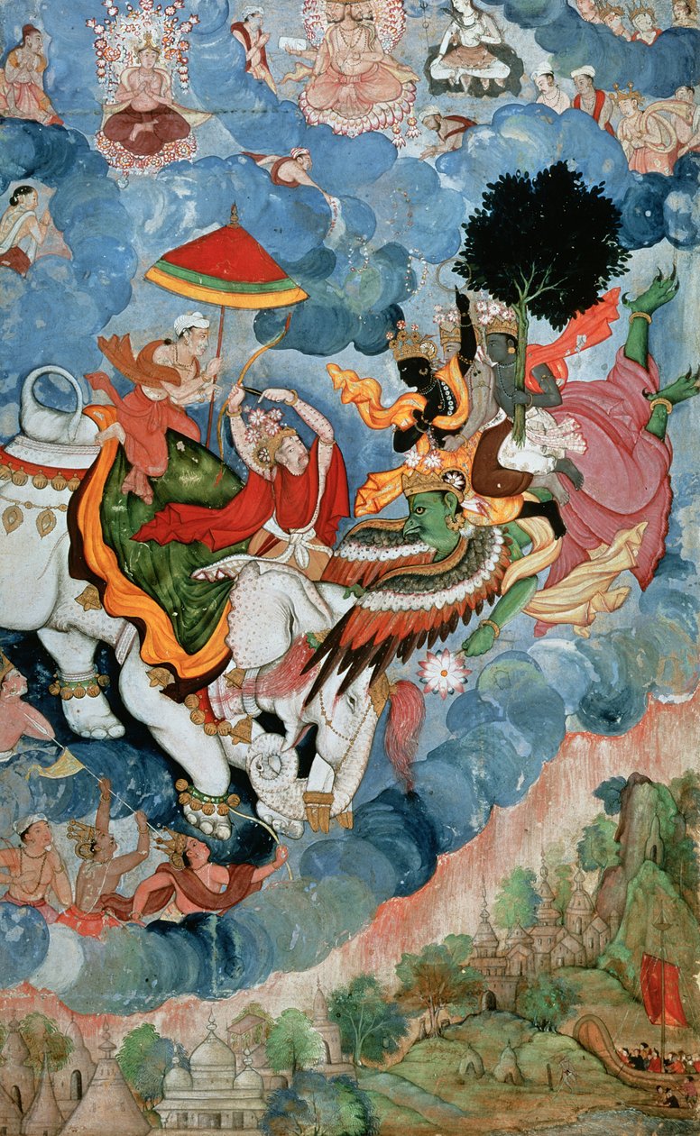 Boj Krišny s Indrou, kolem roku 1590 od Indian School