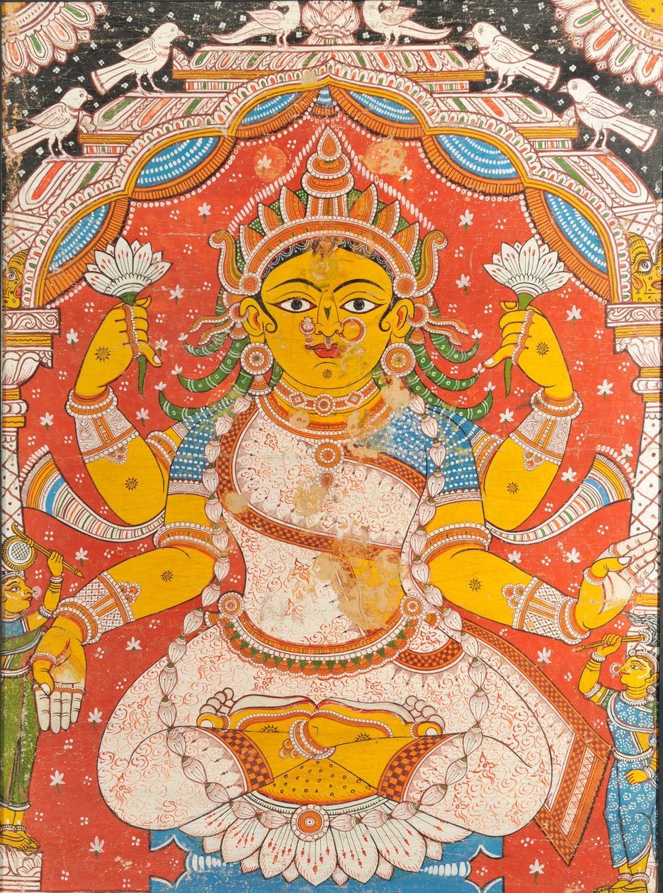 Lakshmi (nástěnná malba) od Indian School