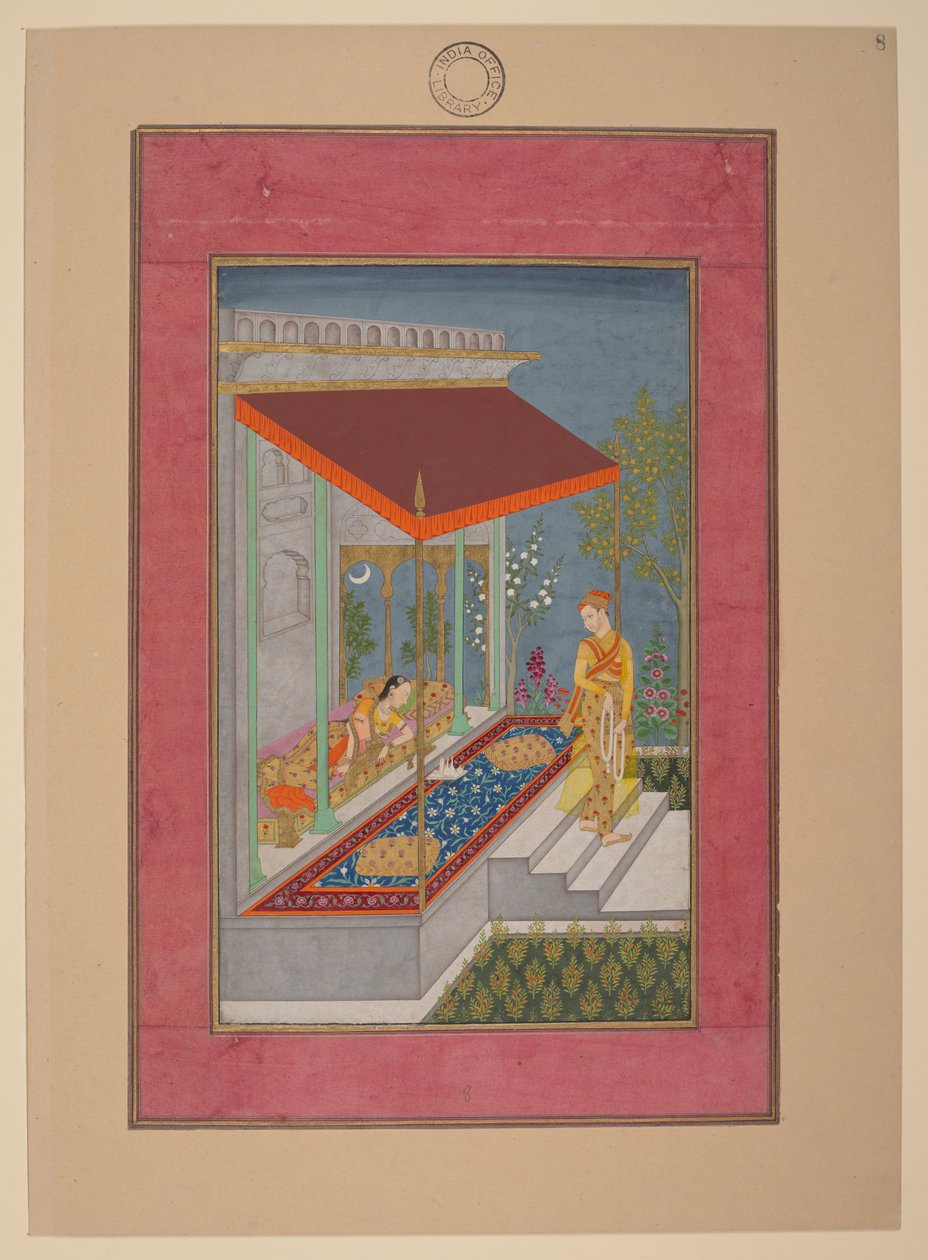 Lalita Ragini, Indie, Hajdarábád, kolem roku 1760; Johnson Album 37, č. 8 (tuš, barvy a zlato na papíře) od Indian School