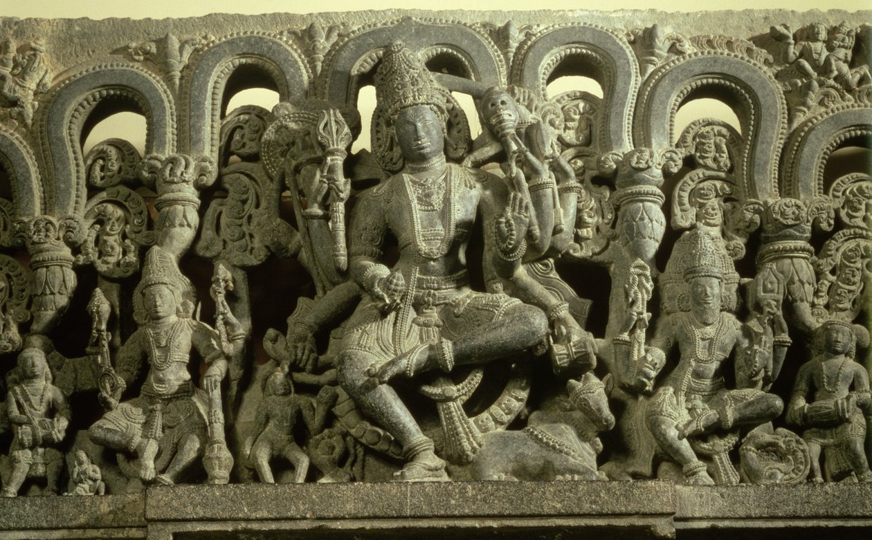 Překlad zobrazující Trojici: Šiva, Brahma a Višnu, Warangal, Kakatiya od Indian School