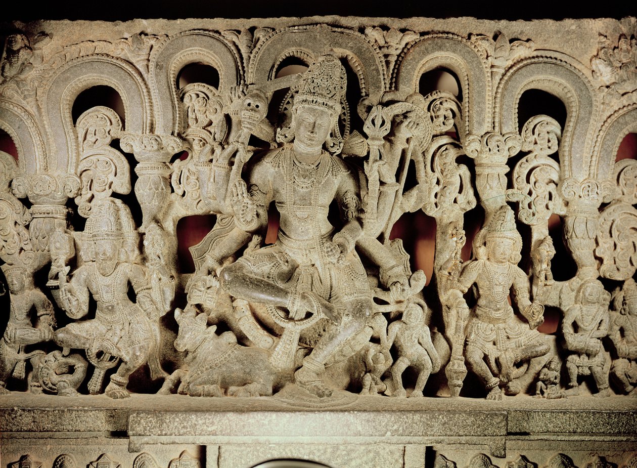 Překlad s hinduistickou trojicí z Warangalu, Andhra Pradesh, dynastie Kakatiya od Indian School