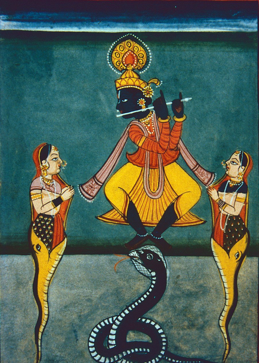 Pán Krišna (kvaš a akvarel na papíře) od Indian School