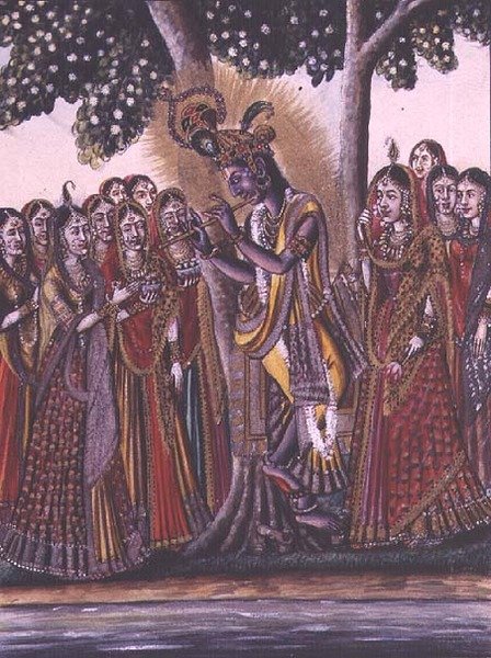 MSS EUR C 116/1 f.14v Krišna, z hinduistického eposu „Adhjátma Rámájana“, obraz od umělce Čapra, vodoznak 1802 od Indian School
