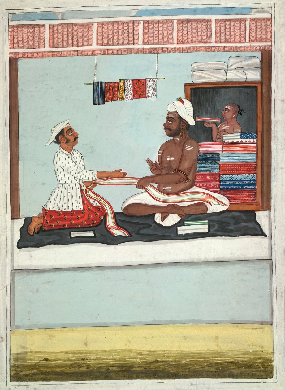 MS Add.Or.2531 Cloth Merchant, cca 1800 (akvarel na papíře) od Indian School